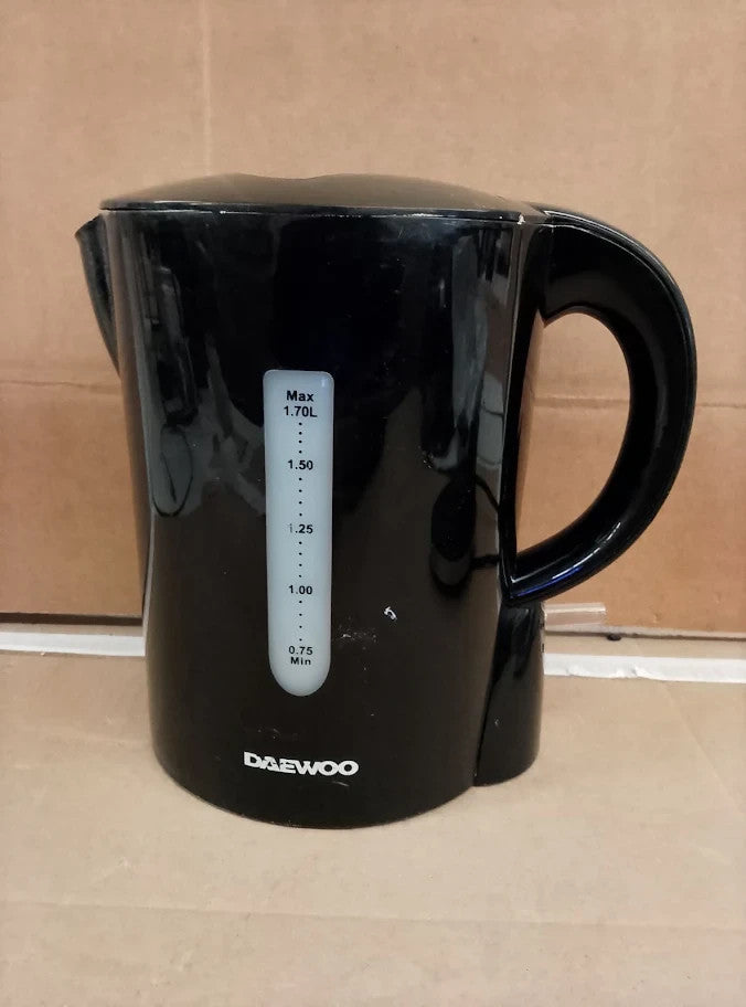 Daewoo 1.7L Electric Kettle Fast Boil Lightweight Plastic 2200w Power Black Jug