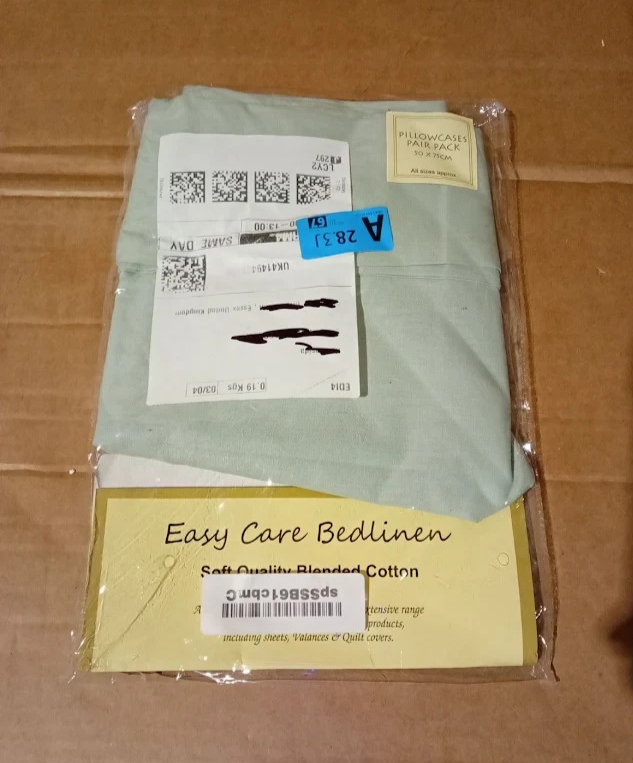 Duck Egg Housewife Pillowcases Pair 50x75cm Polycotton Easy Care Bedding New