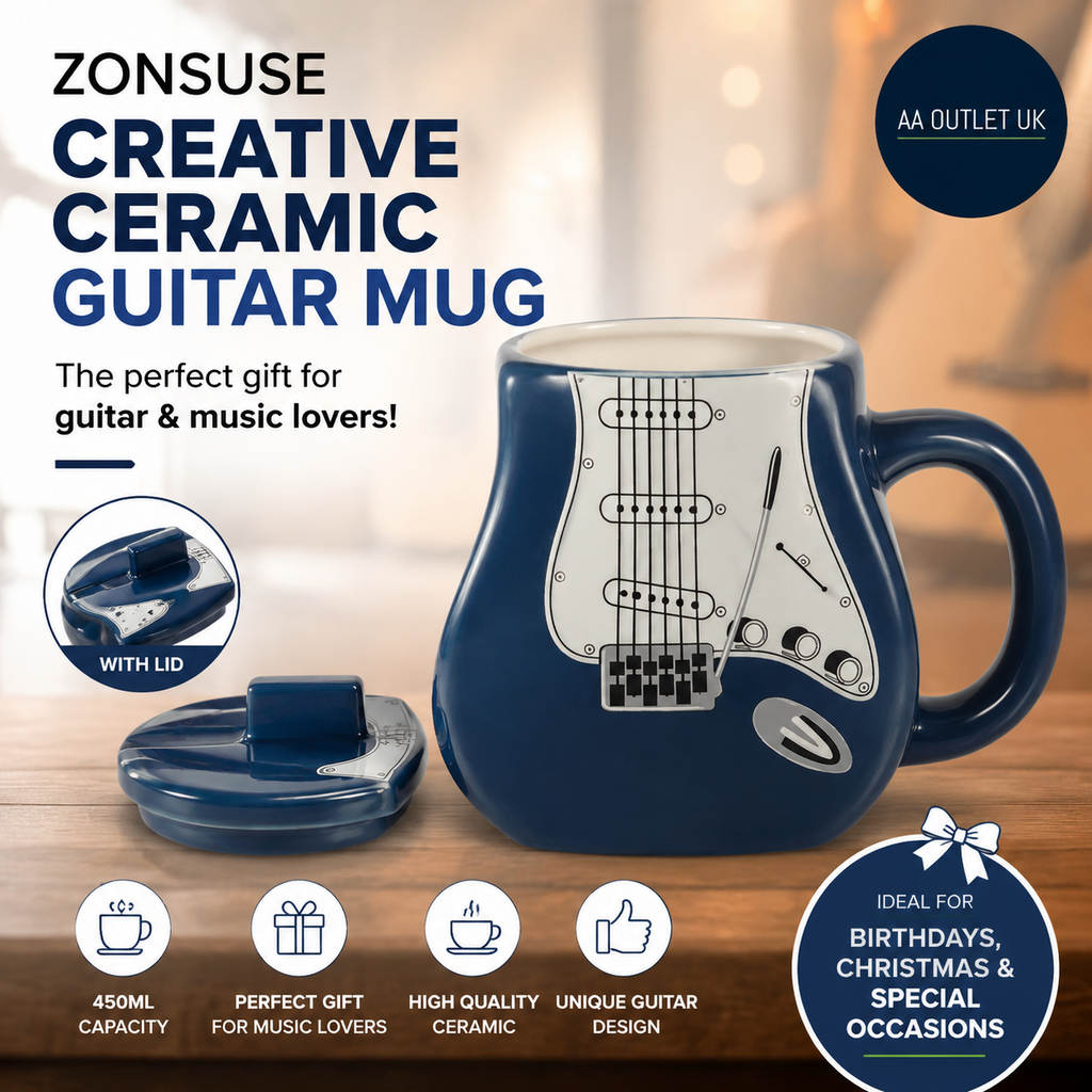 Zonsuse Creative Ceramic Guitar Mug Personalized Mug With Lid Best Gifts