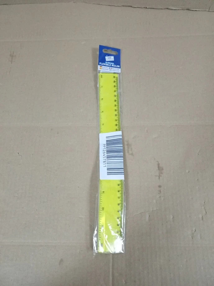 Tallon 12" Transparent Flexible Bendy Ruler School Office Work Supply Yellow New