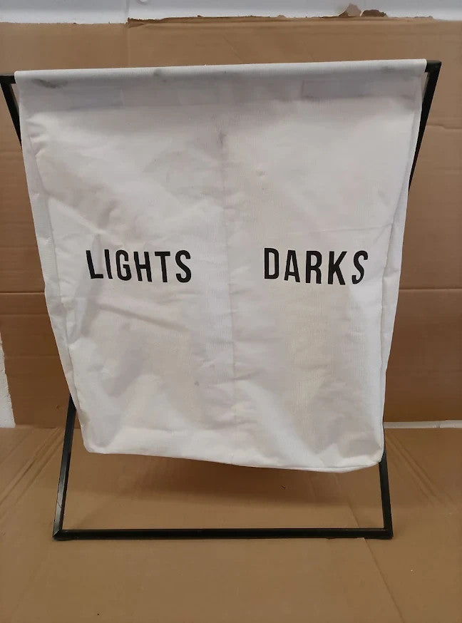 Habitat White 52 Litre Double Canvas Laundry Bag Clothes Hamper Storage Design