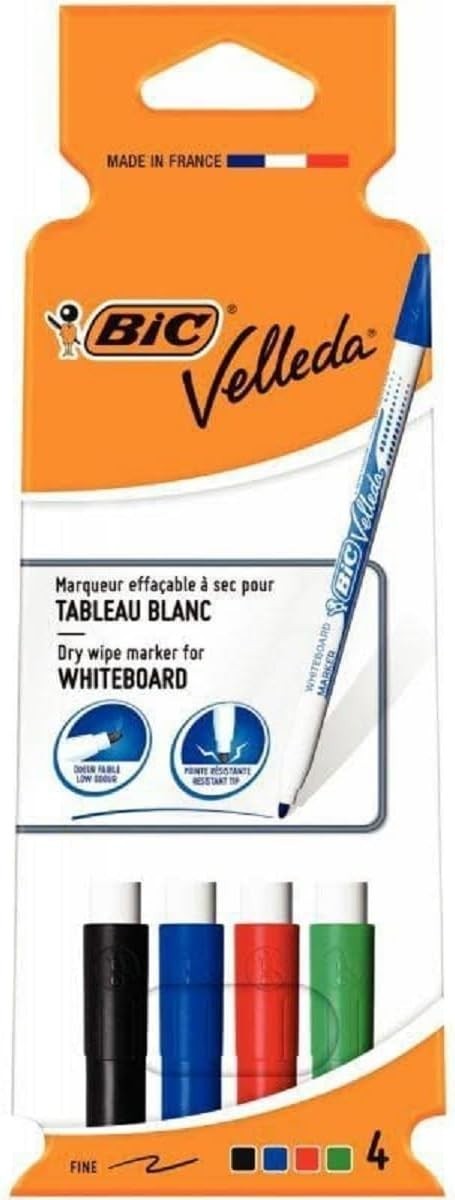 BIC Velleda 1721 Whiteboard Markers Assorted Colours 4 Pieces Dry Erase Pens New