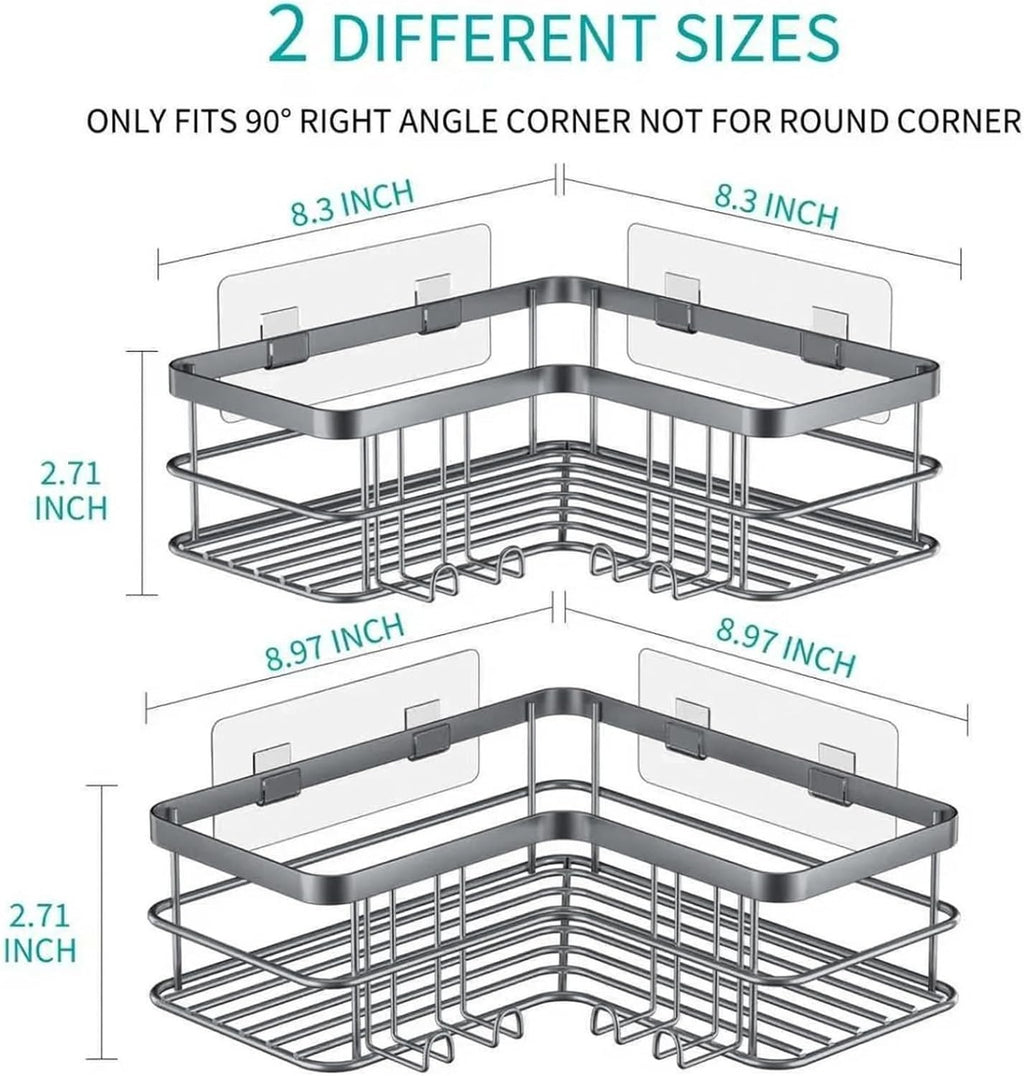 Yazoni Corner Shower Caddy No Drilling Adhesive Shelf 7.87x7.8x2.76in New
