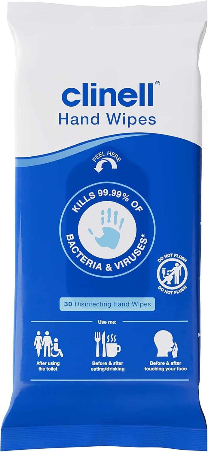 Clinell Antimicrobial Hand Wipes Sanitising Cleaning Disinfecting 30pc New