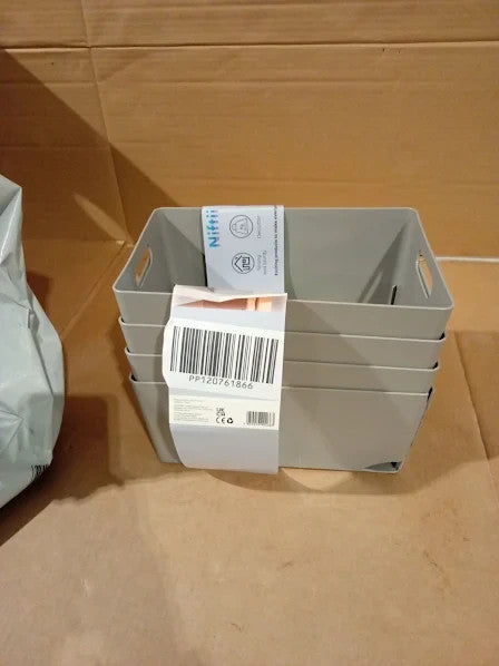 Niftii 4 Pack Plastic Baskets Sturdy Handles Lightweight Durable 5x17x11cm New
