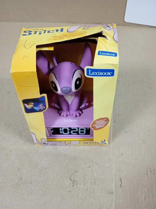 Lexibook Disney Stitch Angel Night Light Alarm Clock Sounds Melodies Backlit New
