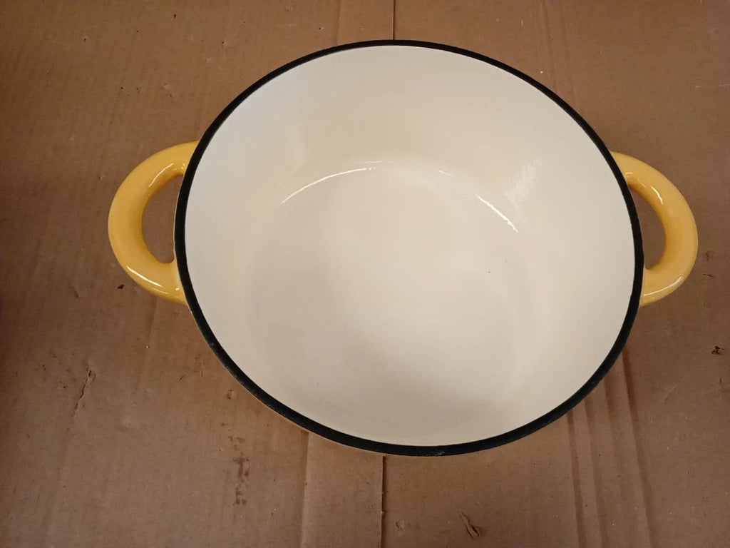 Overmont 26cm 5.2L Enamelled Cast Iron Casserole Lid 5.5QT Goose Yellow New