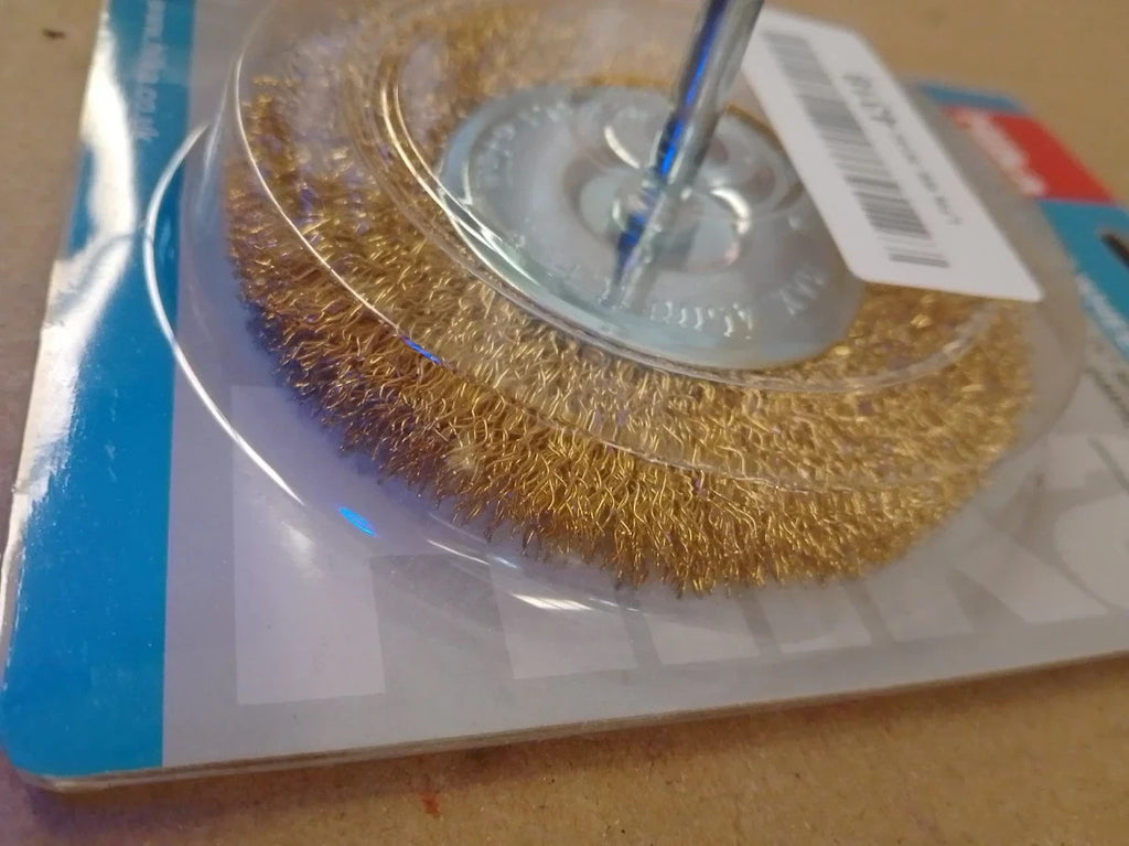 Hilka 4in Wire Wheel Brush Brass Crimped Wire Cleaning Removing Paint Rust