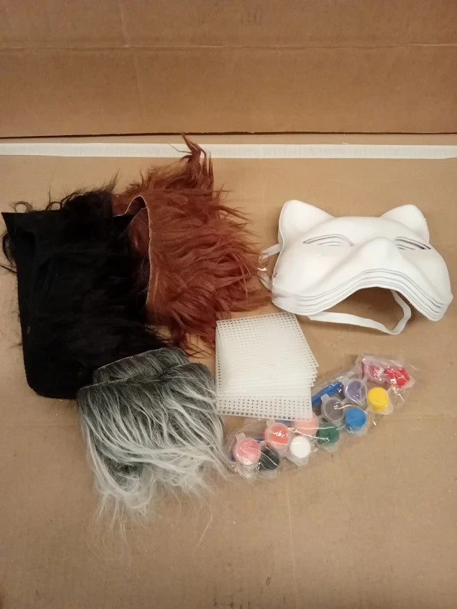 Dreamtop Therian Cat Mask Set Blank Felt Plush DIY Cosplay Halloween New