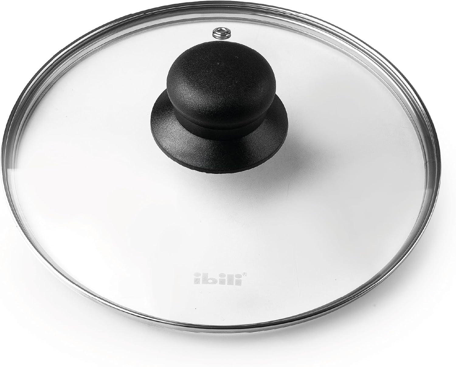 Ibili 970728 Stainless Steel Silver Black Glass Saucepan Cover Lid 28cm New