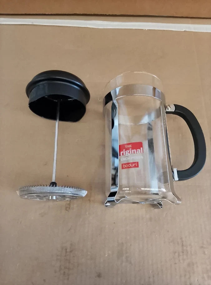 Bodum French Press Caffettiera Black 1L 8 Cup Coffee Maker Durable Glass New
