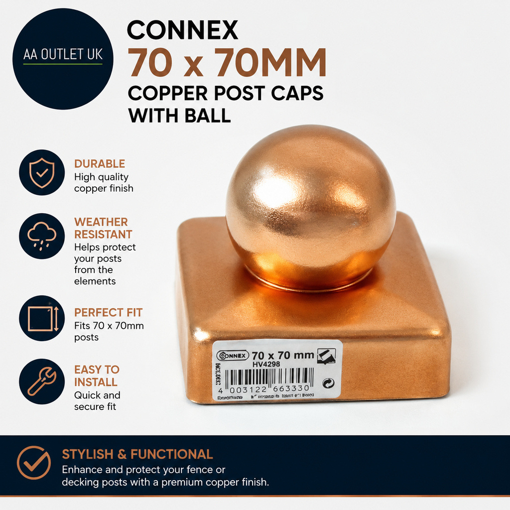 Connex HV4298 70x70mm Copper Post Caps With Ball