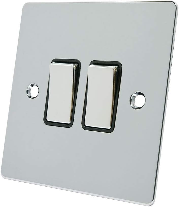Alliance Electrical FPC2GSWIBC 10A 2 Way Gang Black Insert Flat Rocker New