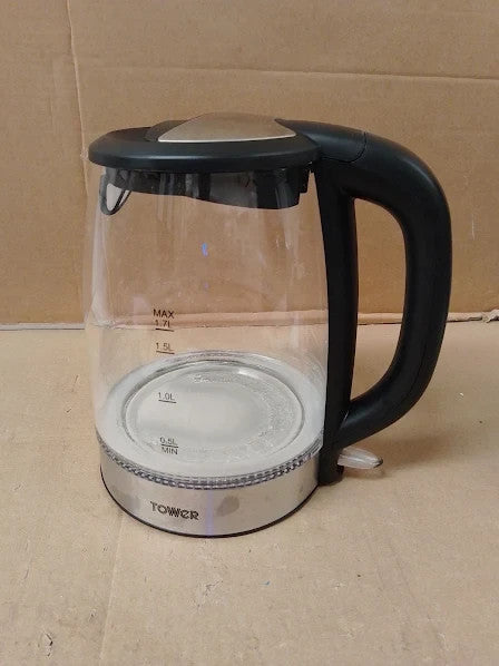 Tower PT10090BLK Illuminating Glass Kettle Removable Filter Boil Dry 1.7L 2200W