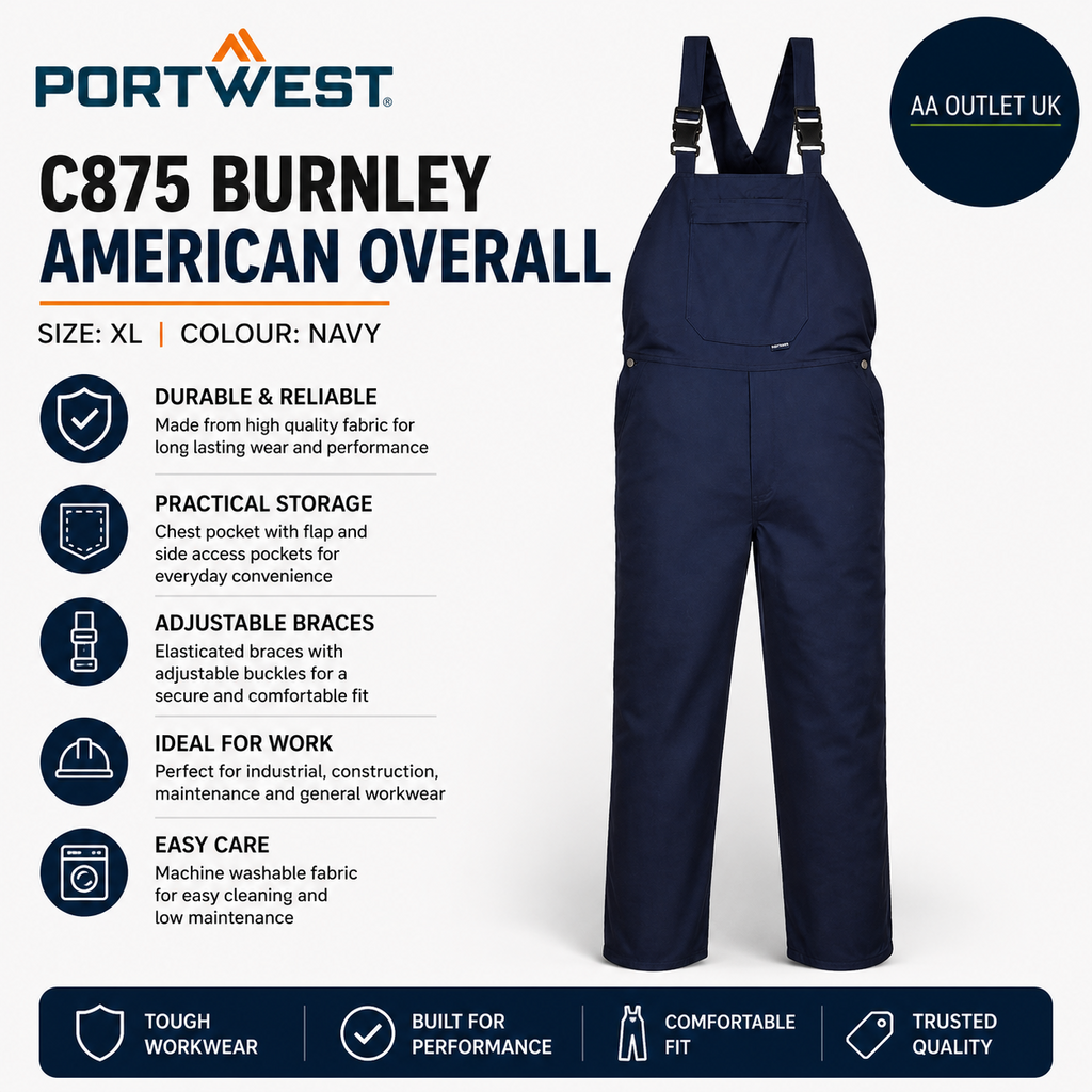 Portwest C875 Burnley American Overall Normal Size XL Navy