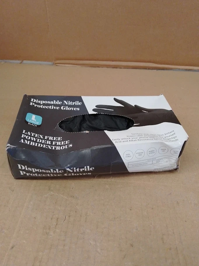 Praima Black Nitrile Disposable Gloves Latex Free Powder Pack 100 Large New