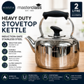 MasterClass Heavy Duty Induction Safe Stovetop Kettle 2L Stainless Steel Silver