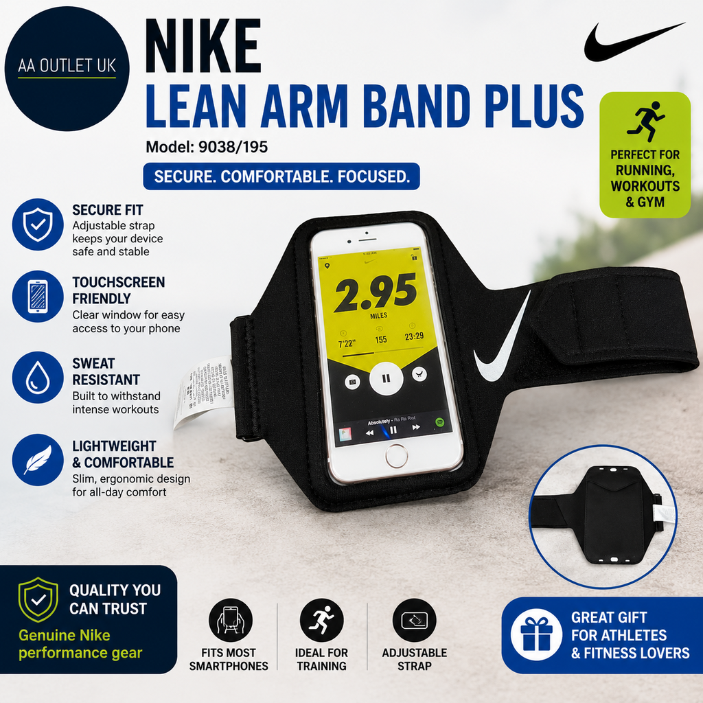 Nike 9038/195 Lean Arm Band Plus Cycling Exercise Fitness Jogging Outdoor Black