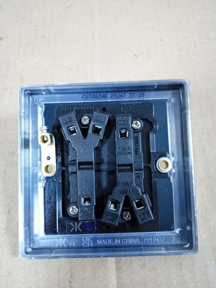 10AX 2 Gang 2 Way Toggle Light Switch Square Edge Antique Brass Alloy Steel