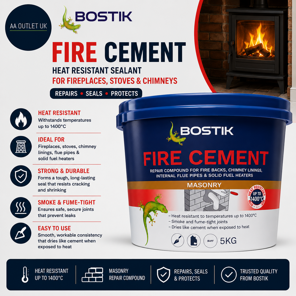 Bostik Fire Cement Buff Heat Resistant Sealant Fireplaces Stoves Chimneys
