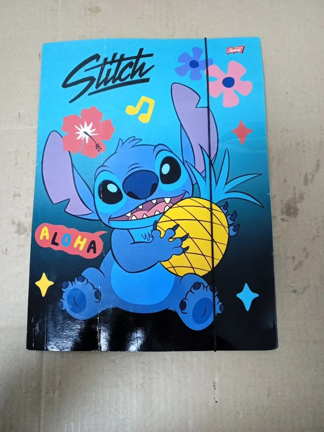 Disney Stitch Folder Elastic Band Children School File Colourful A4 New