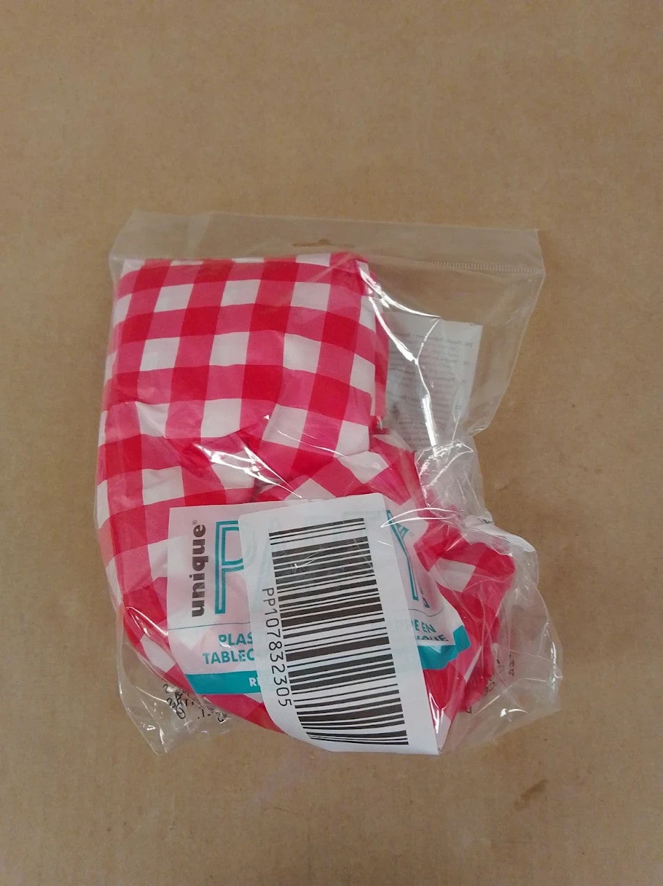 Unique Red Gingham Pattern Rectangular Plastic Table Cover 54x108in New