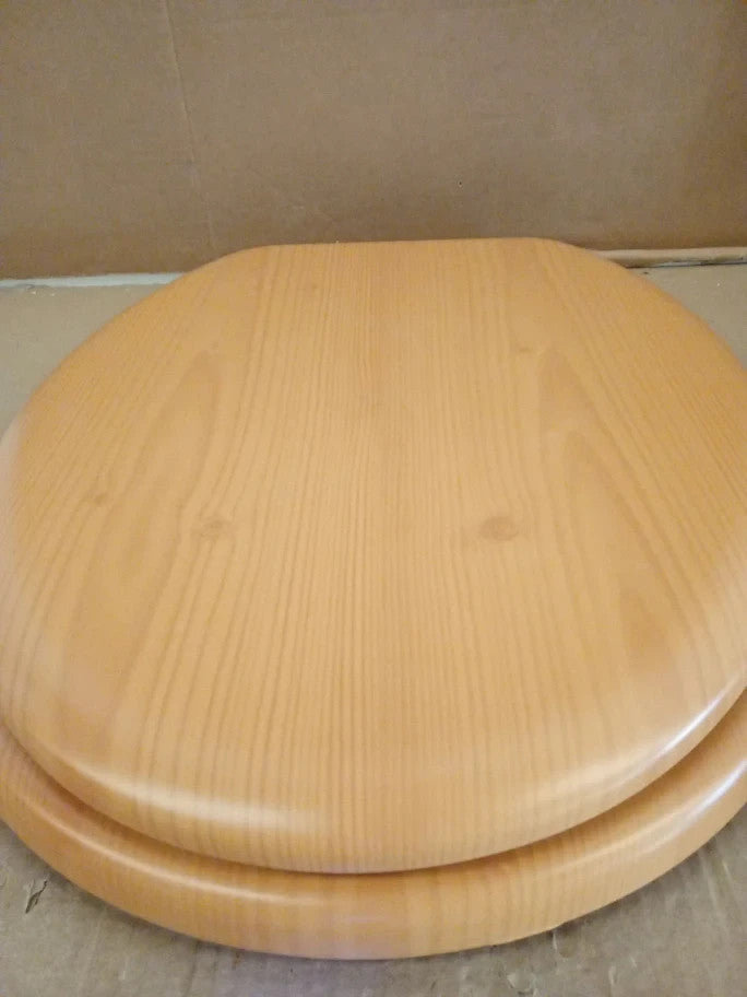 Argos Home Pine Effect Toilet Seat Adjustable Hinges 45.4x36.9x5.2cm Natural New