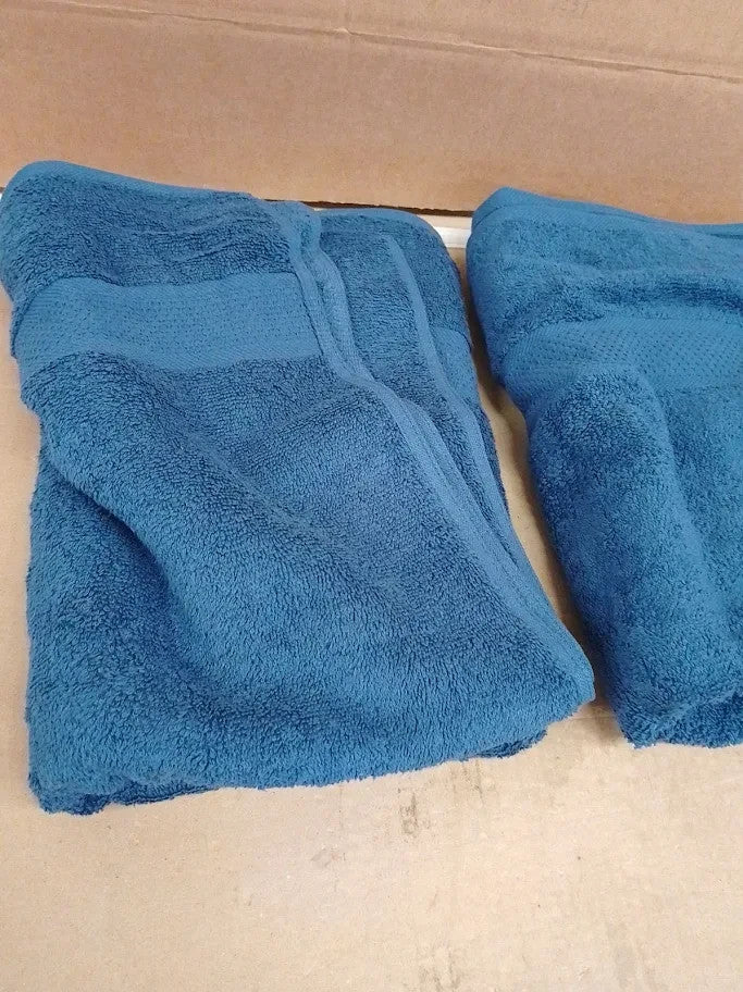 Large Bath Towels 2 Pieces 100% Ring Spun Egyptian Cotton Navy Blue New