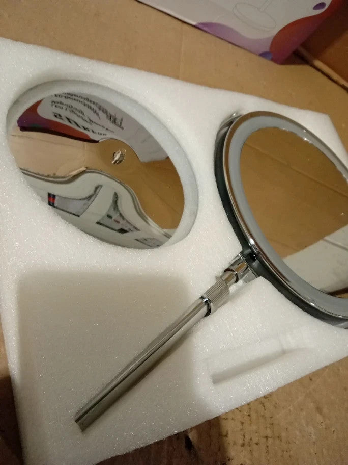 Surfou 8 Makeup Mirror With LED Lights Stand 10x Lighted 36x36cm Silver