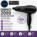 TRESemmé Compact 2000 Hair Dryer 2000W Lightweight Fast Drying Cool Shot Black