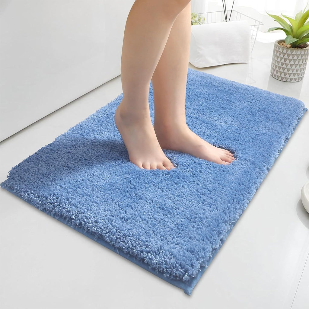 Microfibre Bath Mat 40x60cm Non Slip Bathroom Mat Machine Washable Blue New