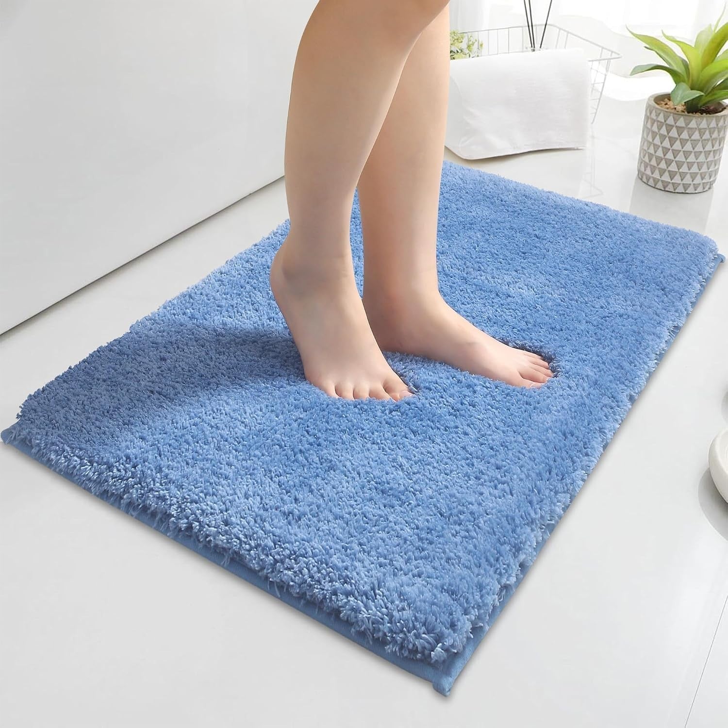 Microfibre Bath Mat 40x60cm Non Slip Bathroom Mat Machine Washable Blue New