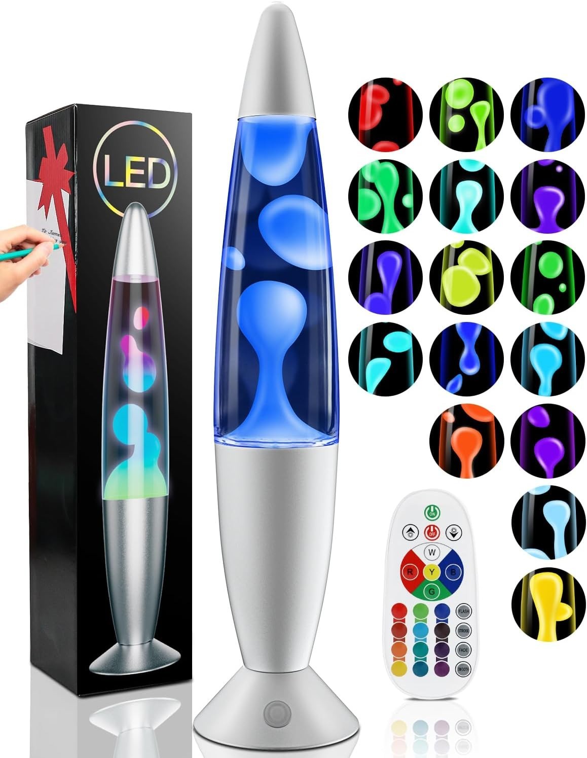 Hotut Soothing Motion Magma Lamp Relaxation LED With 17 Colour White Wax New