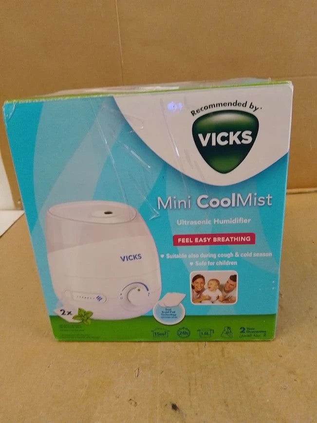 Vicks Mini Cool Mist Ultrasonic Humidifier Compact Quiet Better Sleep VUL525