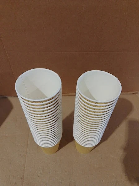 Nationwide Paper Coffee Cups Lids 12oz Disposable Triple Walled Ripple Brown New