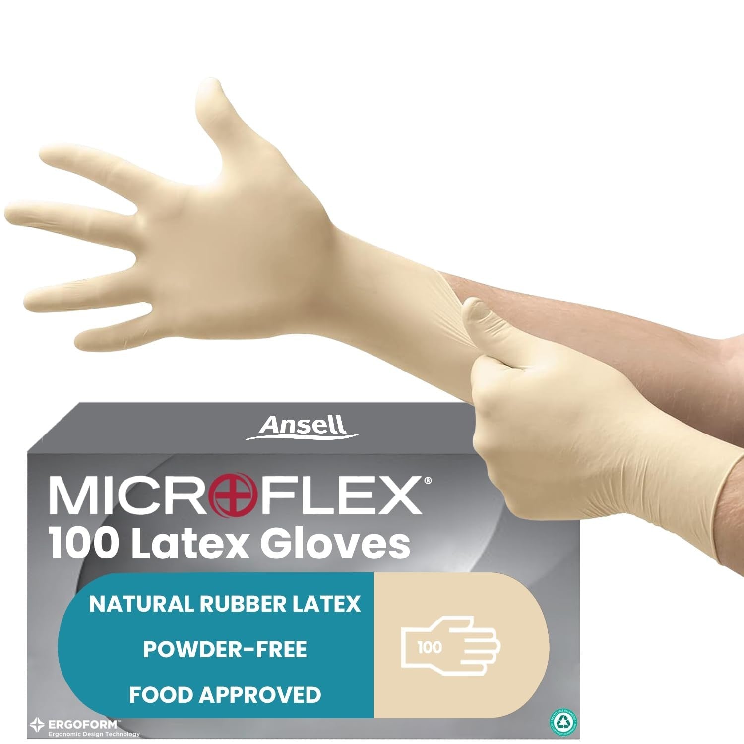Ansell MicroFlex 63 864 Latex Disposable Gloves Small Powder Free 100 Pieces New