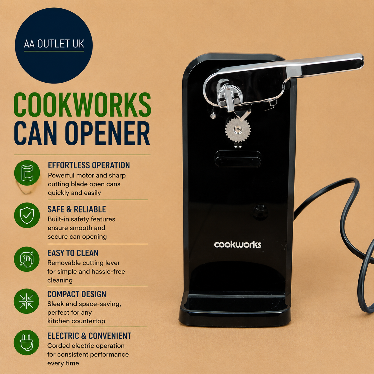 Cookworks Can Opener Kitchen Electric Tin Opener Food Preparation Tool Design