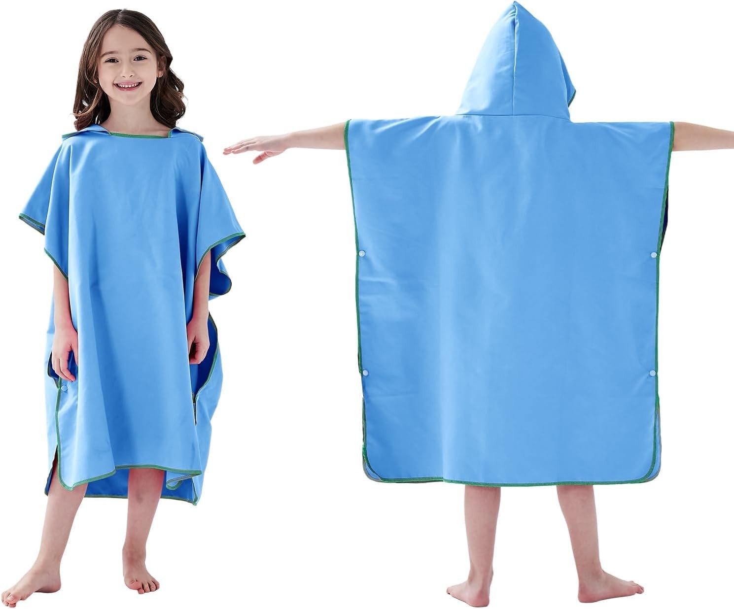 Jooeer Hooded Kids Swim Towel Poncho Microfibre Beach Changing 80x70cm New