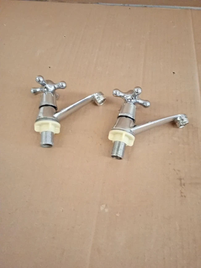 Traditional Basin Taps Pair 2pc Bathroom Solid Brass Bathroom Polished Sink New