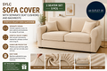 SYLC Sofa Cover Separate Seat Cushions Backrests Stretch Beige 107x178x104cm