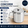 Olympia Concorde Teapot St Mirror Finish 1830ml 61.87fl oz Stainless Steel