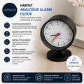 Habitat Analogue Alarm Clock Quartz Movement Black White 8.9x7.2x11.8cm
