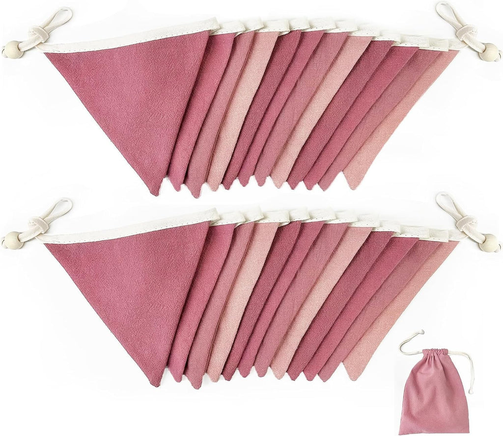2pc Dusty Pink Bunting Banner Nursery Garland Blush Pink Double Sided Fabric New