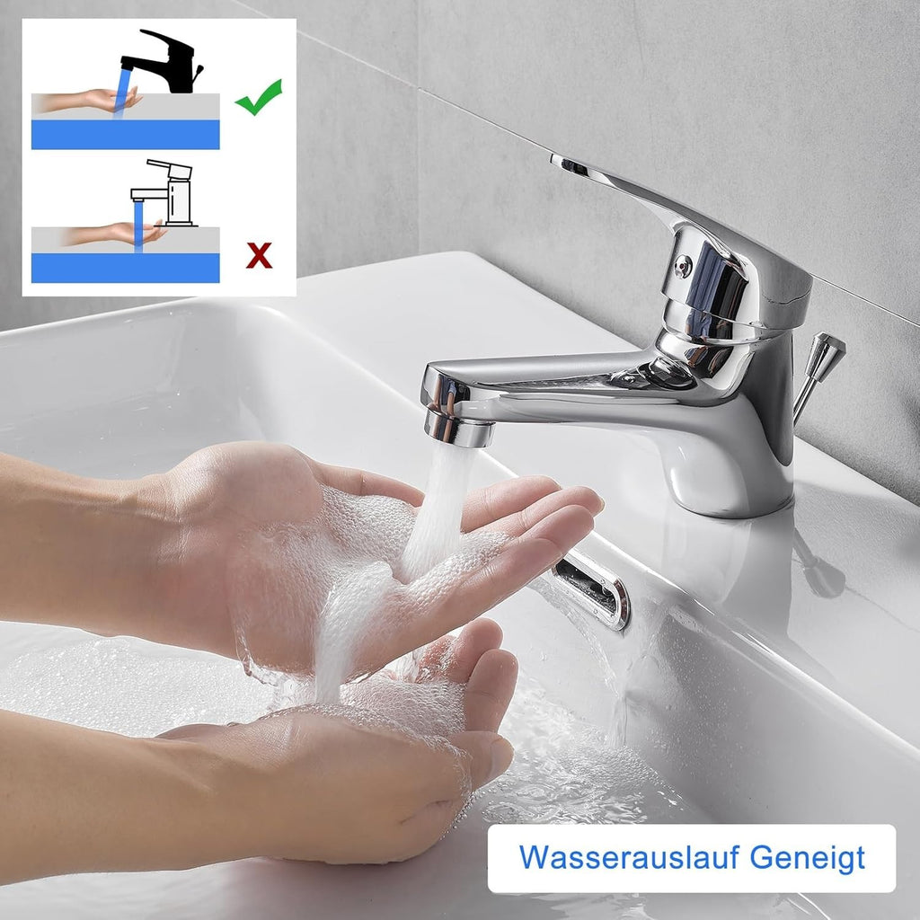 Keokbon Basin Mixer Tap Pop Up Waste Bathroom Sink Chrome Spout Reach 112mil New