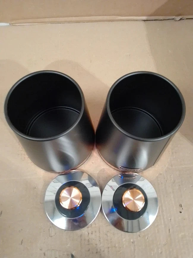Tower Cavaletto Set of 3 Storage Canisters Tea Coffee Sugar Black Rose Gold