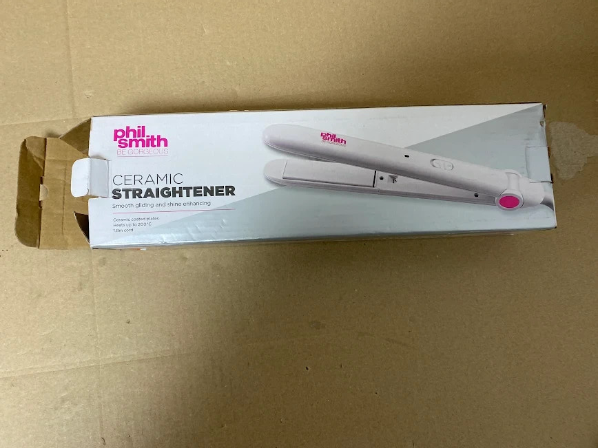 Phil Smith Ceramic Hair Straightener White Pink Fast Heat Styling Iron UK