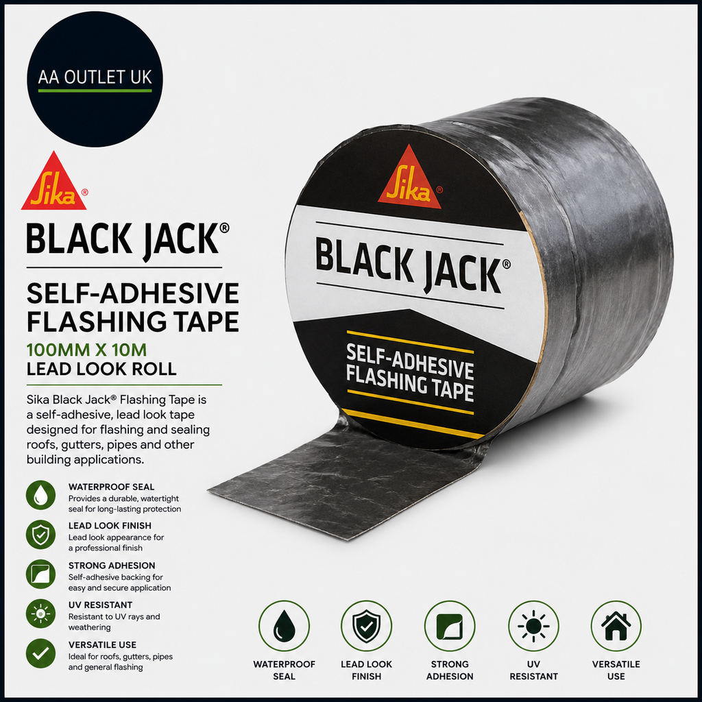 Sika Black Jack Flashing Tape 100mmx10m Self Adhesive Lead Look Roll Design