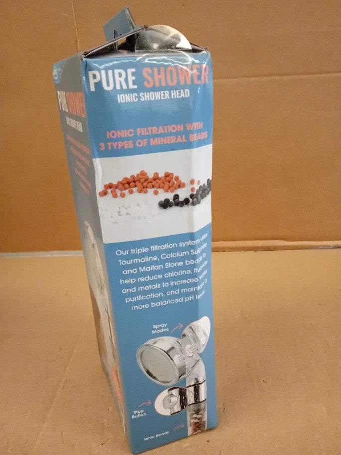 JML 3 Function Pure Shower Ionic Head Mineral Bead Filtration Plus Chrome New