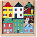 Janod Set 36 Solid Wood Cubes City Theme Ideal Complement Car Mats 2+ New