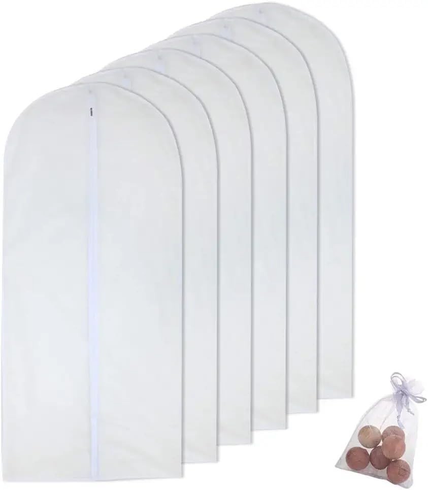 Home Clean Moth Proof Garment Bags 60x140cm  Black Side Breathable Clear New